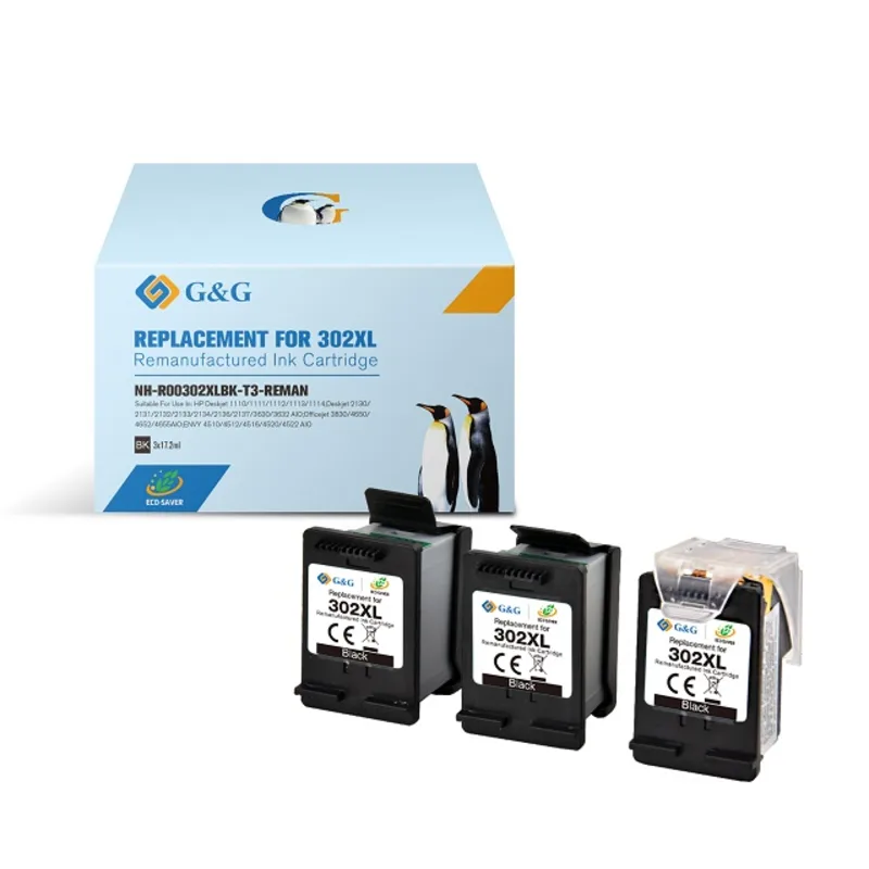 Tinta HP F6U68AE 302XL Black G&G 3 tinte + glava