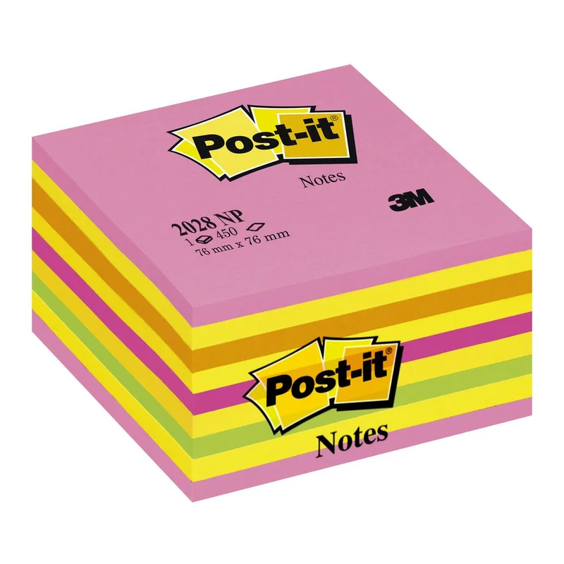 Blok samoljepljivi 76x76mm 450 listova POST-IT 3M 2028NP neon pink