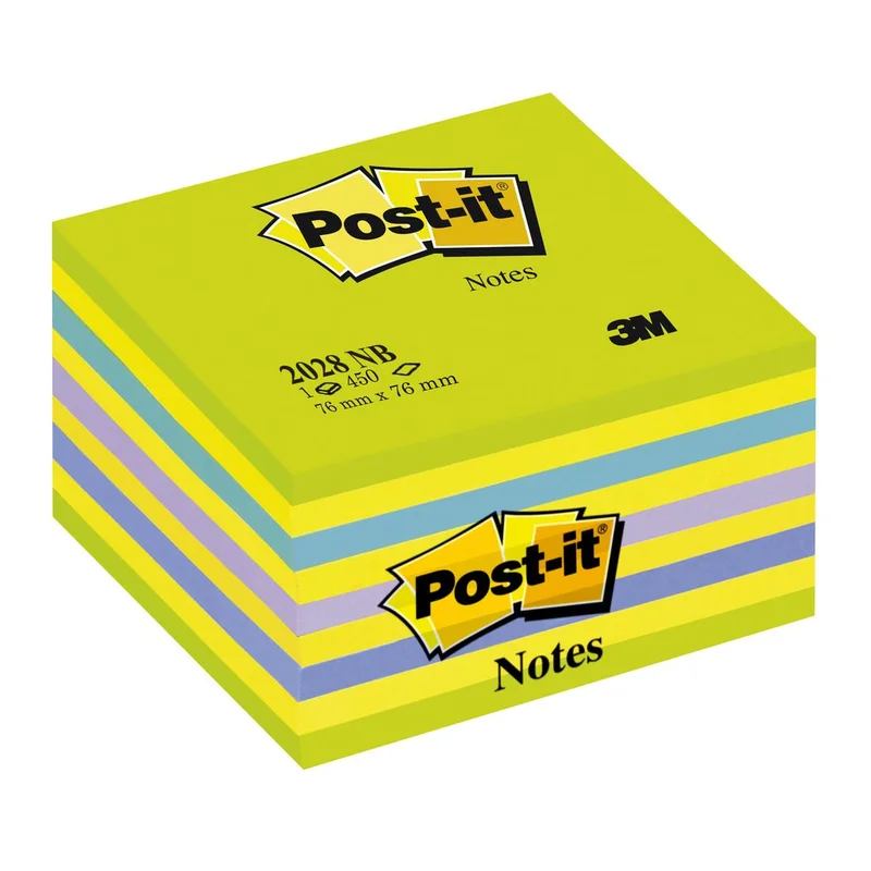 Blok samoljepljivi 76x76mm 450 listova POST-IT 3M 2028NB neon green