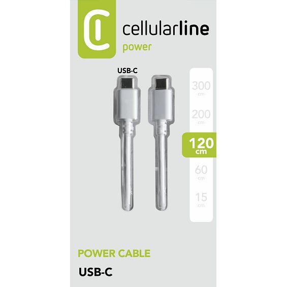 Kabel CELLULARLINE, USB-C na USB-C, 120cm, Bijeli - Slika 2