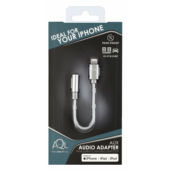 Adapter CELLULARLINE, AQL, AUX na MFI, 3.5mm (Ž) na Lightning (M), Srebrni - Slika 2