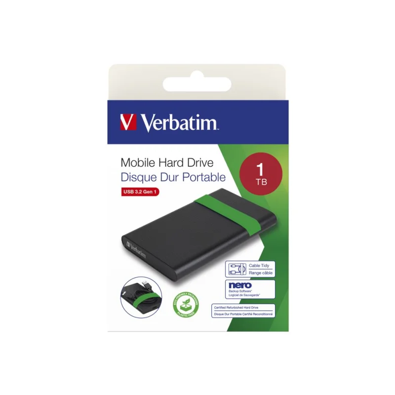 Externi hard disk Verbatim #53112 obnovljeni (refurbished) 1TB USB 3.2 Gen1, crni - Slika 4