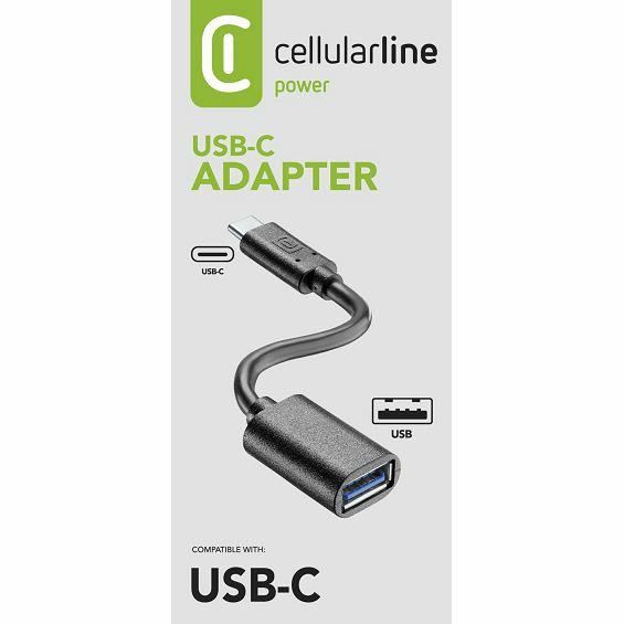 Adapter CELLULARLINE, USB-A (Ž) na USB-C (M), Crni - Slika 3