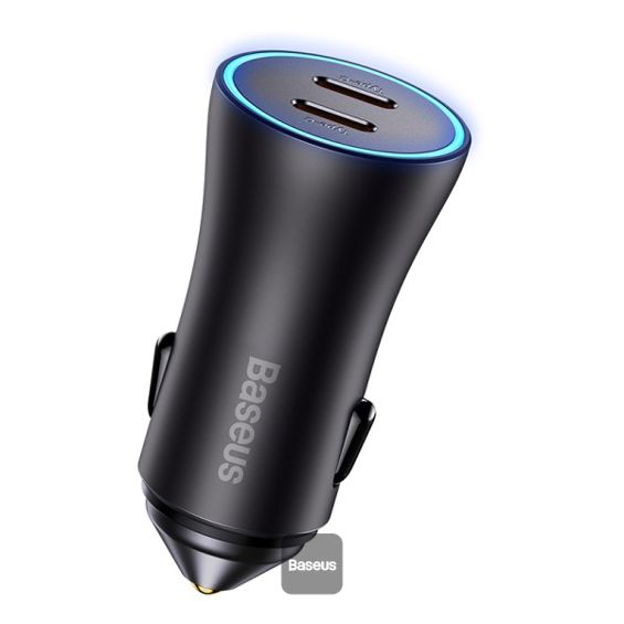 Auto Punjač BASEUS, Dual, 40W, 2xUSB-C, Dark Grey, CGJP000013
