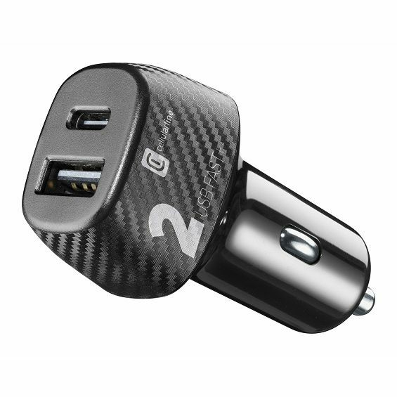 Auto Punjač CELLULARLINE, Multipower Fast+ Dual, 32W, 1xUSB-A, 1xUSB-C, Crni