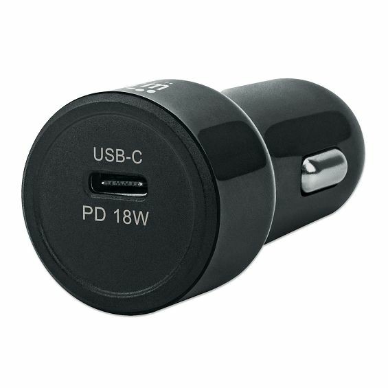 Auto Punjač MANHATTAN 102056, PD, 18W, 1xUSB-C, Crni