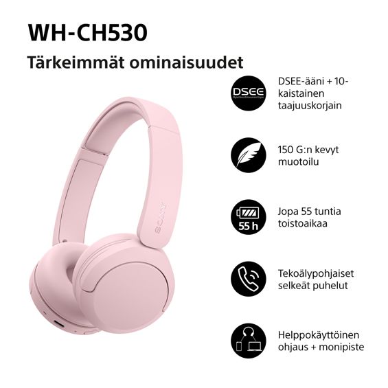 Bežične on-ear slušalice Sony WH-CH530, Pink - Slika 2