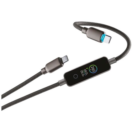 Kabel CELLULARLINE, GAN+, PowerView IQ, C-C, 240W, 120 cm, Black
