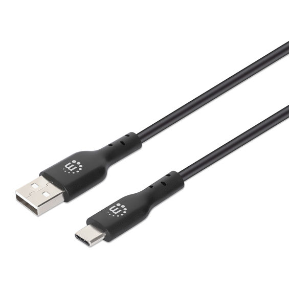 Kabel MANHATTAN 394857, USB Hi-Speed, USB-A 2.0 (M) na USB-C (M), 480 Mbps, 3.0A, 2m, Crni