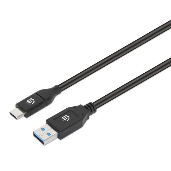 Kabel MANHATTAN 394871, USB-A na USB-C, USB 3.0, 5 Gbps, 3.0A, 2m, Crni