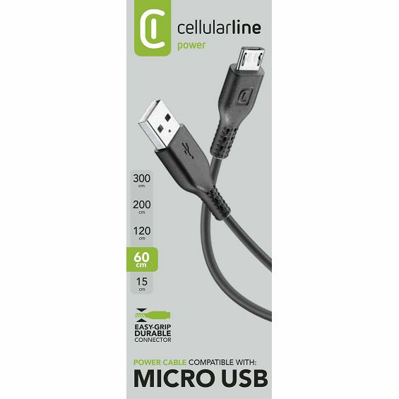 Kabel CELLULARLINE, USB-A na Micro USB, 60cm, Crni - Slika 2