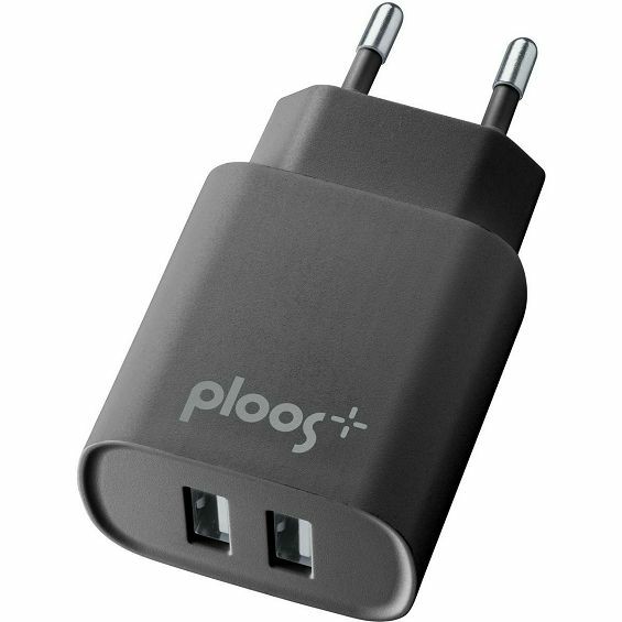 Kućni Punjač PLOOS, Dual, 2A, 2xUSB-A, Crni