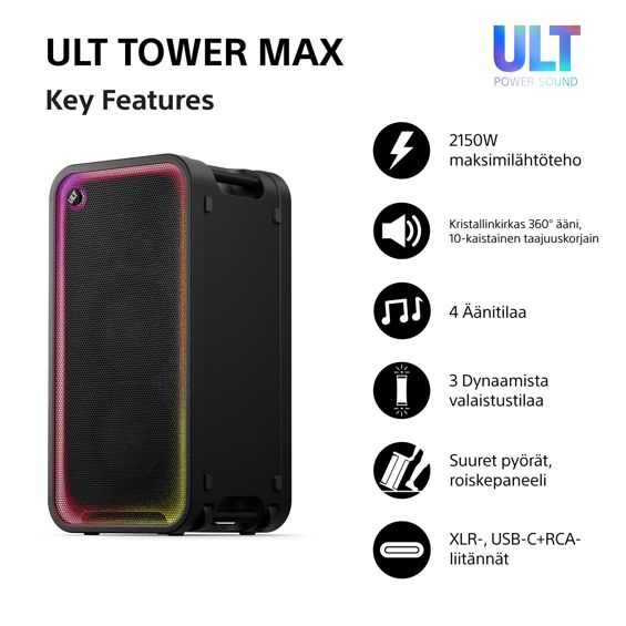 Party zvučnik Sony ULT TOWER MAX SRS-ULT3000, Bluetooth, Black - Slika 2