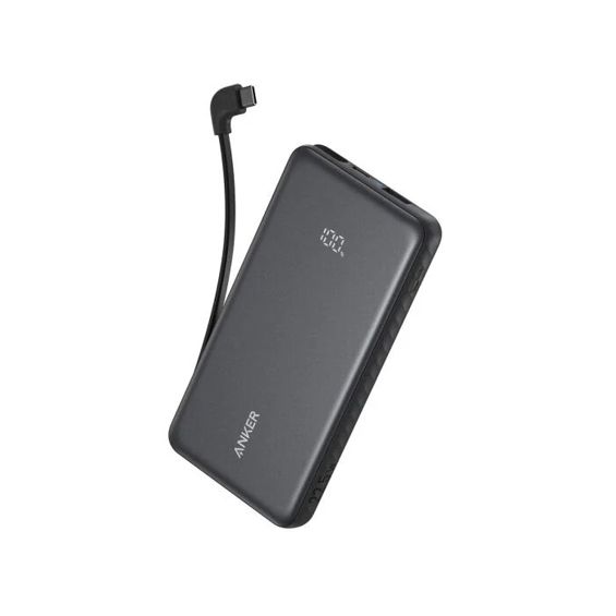 Prijenosna baterija ANKER Zolo 10K, 10000 mAh, 22.5W, Ugrađeni USB-C kabel, Black, A110DH11