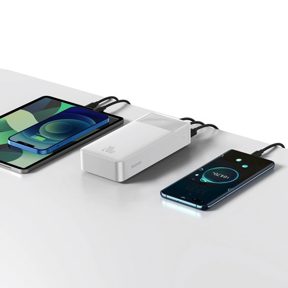 Prijenosna Baterija BASEUS Bipow,20W, Display, 30000mAh, White, PPBD050402 - Slika 3