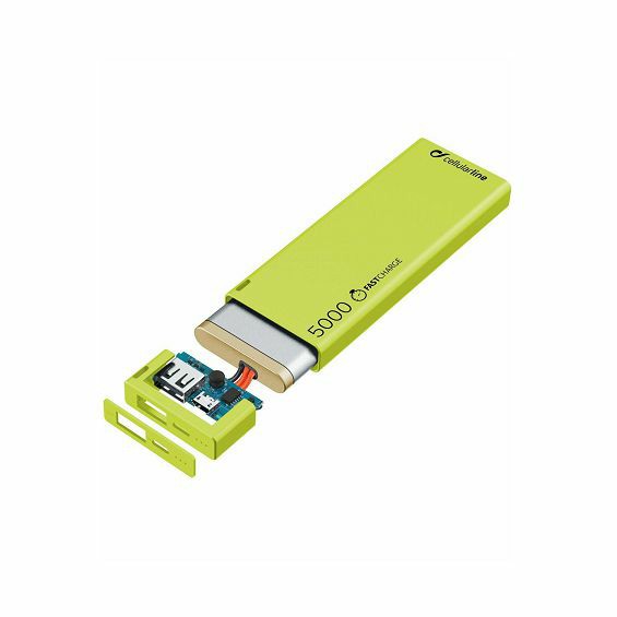 Prijenosna Baterija CELLULARLINE, Free Power Slim, USB-A, USB-C, 5000mAh, Zelena - Slika 2