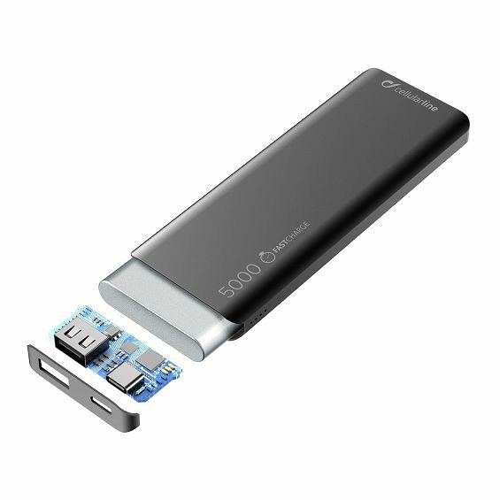 Prijenosna Baterija CELLULARLINE, Free Power Slim, USB-A, USB-C, 5000mAh, Crna* - Slika 2